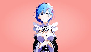 female anime character with blue short hair digital wallpaper, Rem (Re: Zero), anime, Re:Zero Kara Hajimeru Isekai Seikatsu HD wallpaper