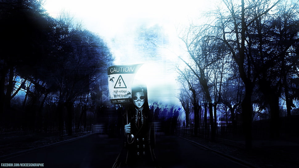 man holding caution signage wallpaper, zombies, high voltage, caution HD wallpaper