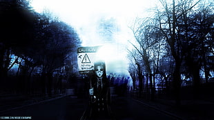 man holding caution signage wallpaper, zombies, high voltage, caution