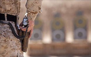 brown gun holster, army, military, soldier, gun HD wallpaper