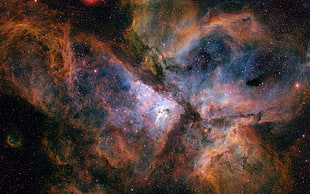 red, black, and white abstract painting, space, stars, nebula, Carina Nebula