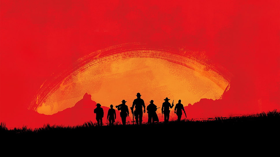silhouette of people during sunset illustration, Red Dead 3, Rockstar Games, Red Dead Redemption 2, Red Dead Redemption HD wallpaper