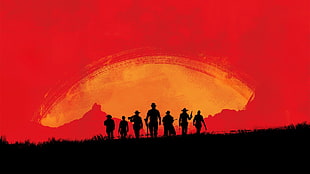 silhouette of people during sunset illustration, Red Dead 3, Rockstar Games, Red Dead Redemption 2, Red Dead Redemption