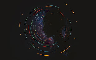 bust silhouette with spiral light background artwork