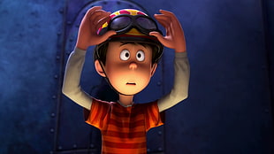 boy wearing helmet digital art, movies, animated movies