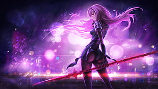 purple haired female game character wallpaper, Lancer (Fate/Grand Order), Fate Series, Fate/Grand Order