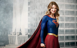 Superwoman with building background HD wallpaper