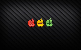 green,red and green Apple logos