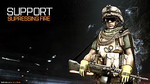 military illustration, video games, machine gun, ammobelt, Battlefield HD wallpaper