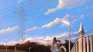 woman standing near the street post painting