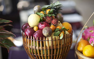 several fruits on basket HD wallpaper