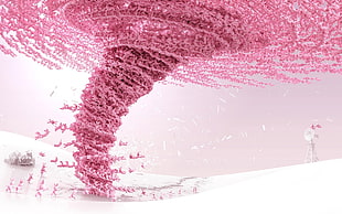 pink tornado graphic art, abstract, tornado, CGI, pink