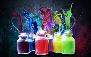 different colors of splash paints HD wallpaper