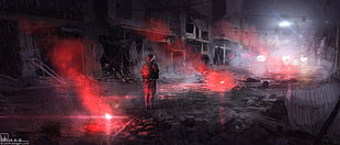 videogame screenshot, artwork, concept art, futuristic, city