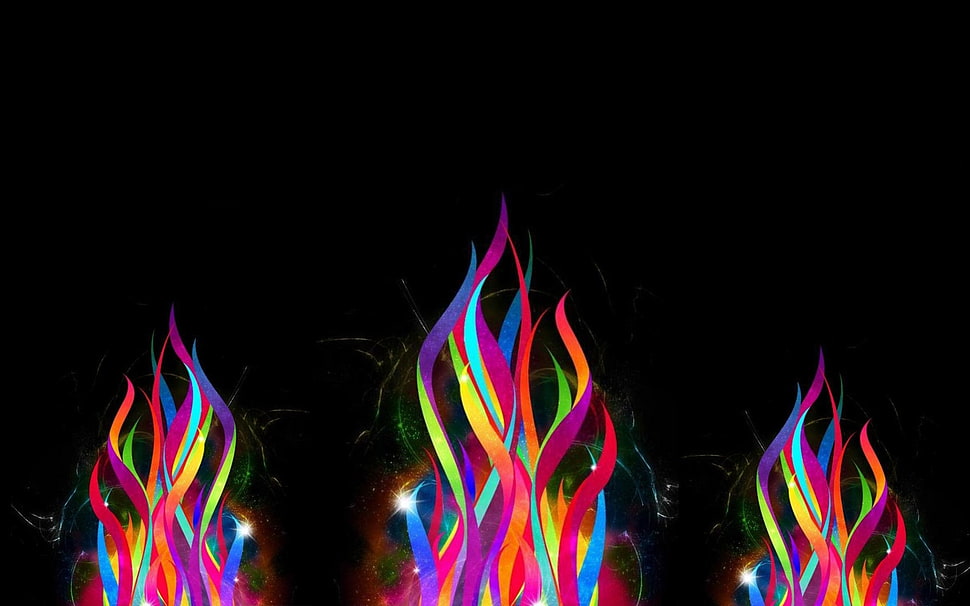 assorted color fire-shape decors HD wallpaper
