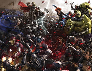 Marvel characters illustration, Captain America, Iron Man, Hulk, Thor