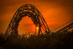 photography of roller coaster HD wallpaper