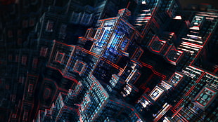geometrical building wallpaper, Fractals, Cubes, 4K