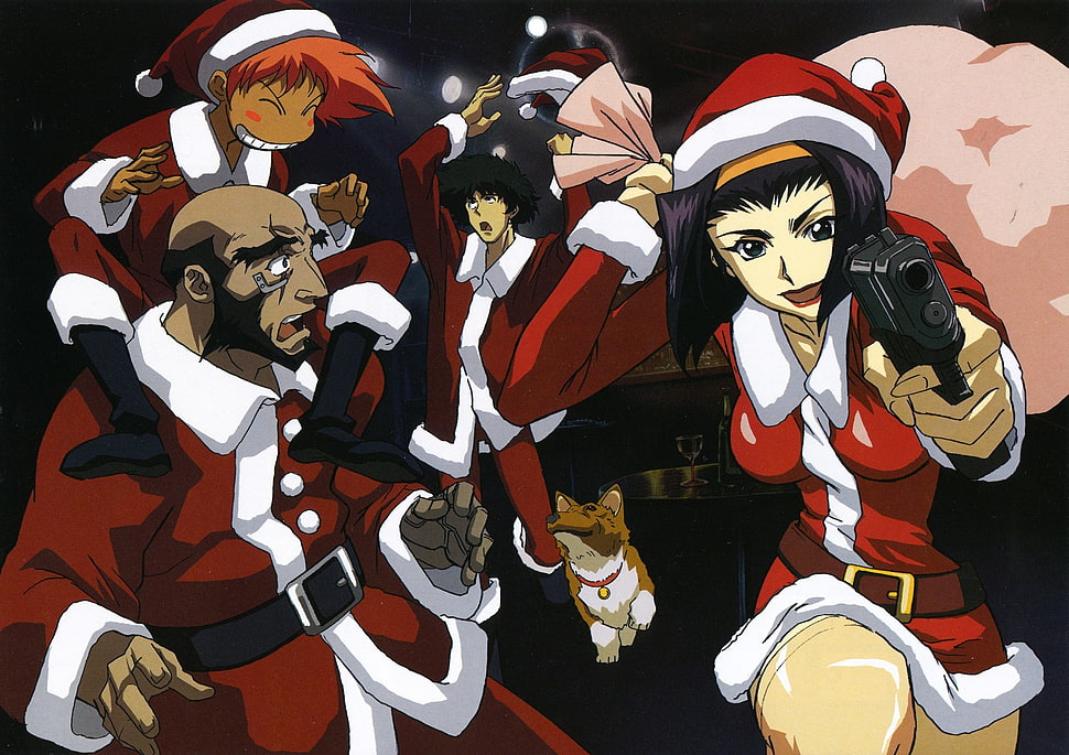 Cowboy Bebop in Santa Claus costume digital wallpaper, Cowboy Bebop, Christmas, anime, Spike Spiegel HD wallpaper