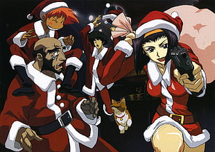 Cowboy Bebop in Santa Claus costume digital wallpaper, Cowboy Bebop, Christmas, anime, Spike Spiegel