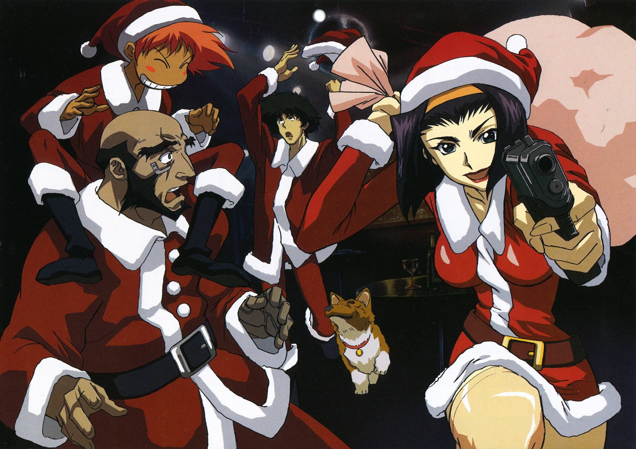 Cowboy Bebop in Santa Claus costume digital wallpaper, Cowboy Bebop, Christmas, anime, Spike Spiegel