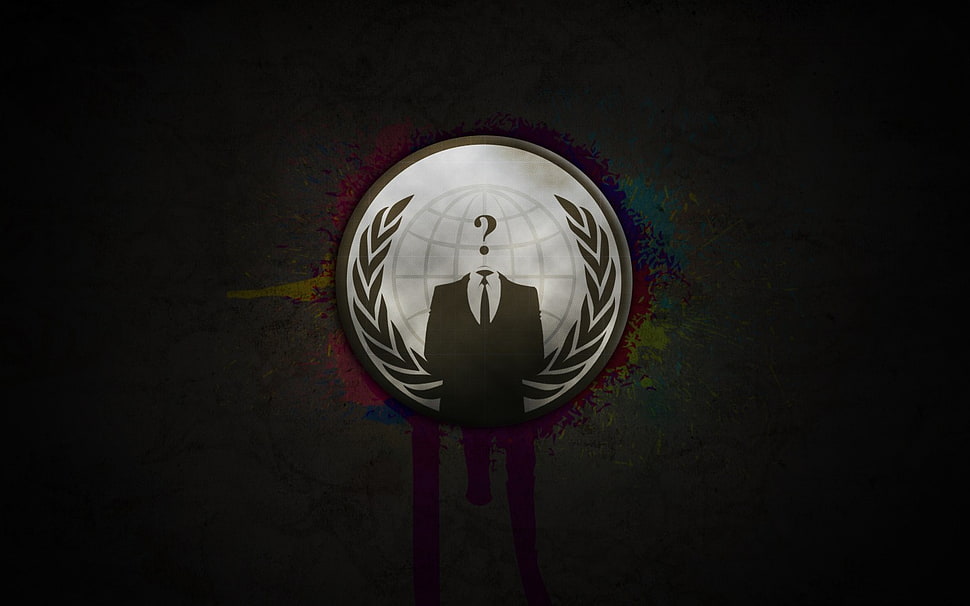 round gray and black suit graphic logo, suits, artwork HD wallpaper