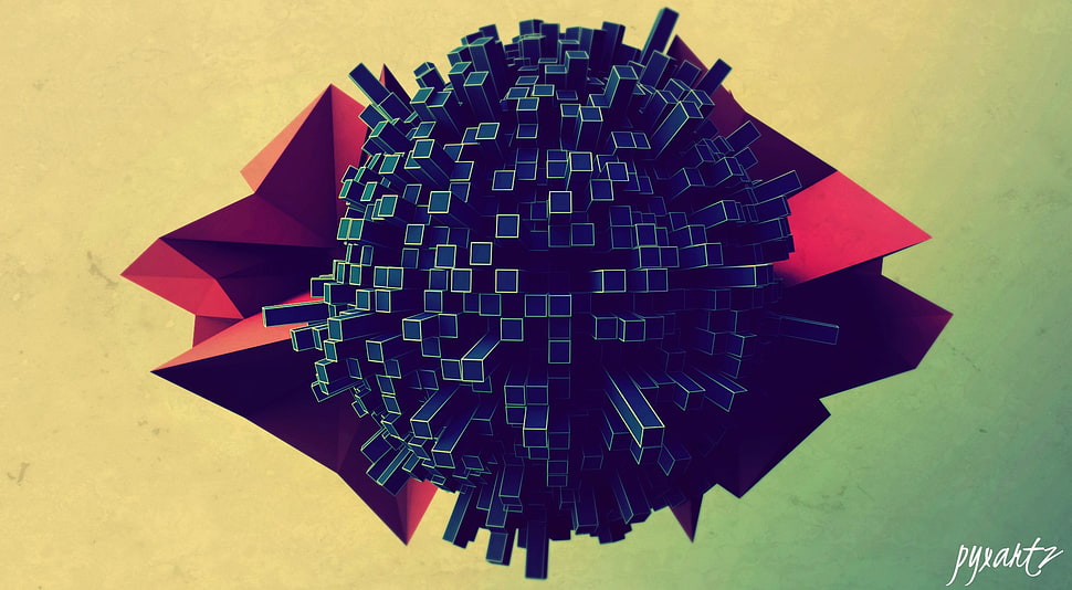 black 3D world digital wallpaper, digital art, abstract, 3D, CGI HD wallpaper