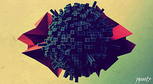 black 3D world digital wallpaper, digital art, abstract, 3D, CGI