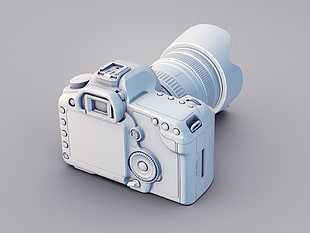 white DSLR camera, Canon 5d, render, Mikael Eidenberg, Clay
