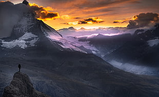 mountain peak, nature, landscape, sunset, Matterhorn HD wallpaper