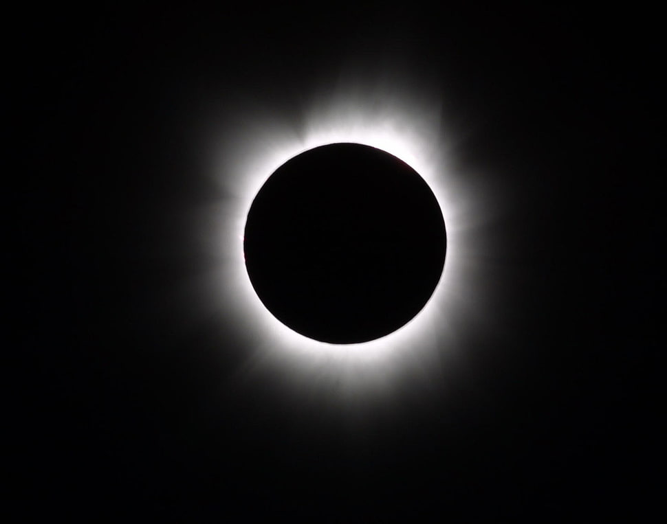 solar eclipse illustration, space art, monochrome HD wallpaper