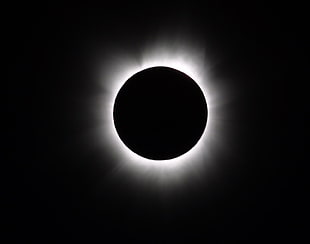 solar eclipse illustration, space art, monochrome