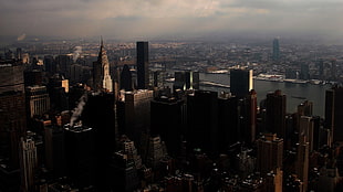 Empire State Building, New York City, city, skyline, river