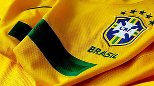 yellow and blue CBS apparel, Brazil, sports jerseys HD wallpaper