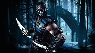 man holding dagger digital wallpaper, Mortal Kombat, Sub Zero, warrior, video games