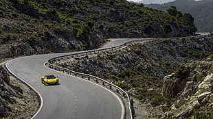 yellow sports coupe, McLaren MC4-12C, road, McLaren, yellow cars HD wallpaper
