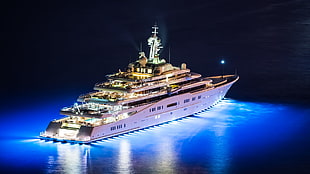 white cruise ship, ship, water, sea, yachts HD wallpaper