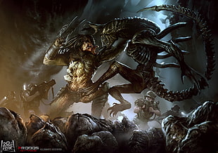 Alien VS Predator fight scene HD wallpaper
