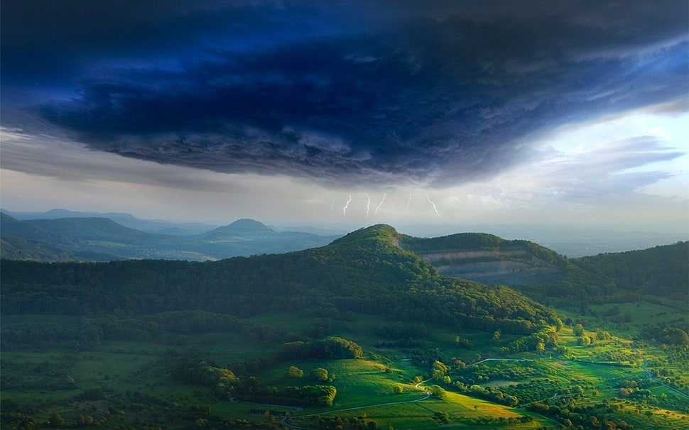 green mountain, nature, landscape, spring, storm HD wallpaper