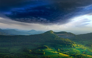 green mountain, nature, landscape, spring, storm