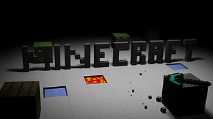 gray Minecraft freestanding letters, Minecraft, pickaxes, dirt, typography