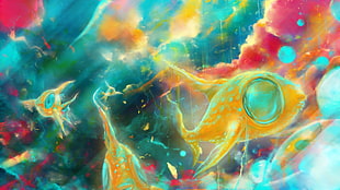 yellow and green fish painting