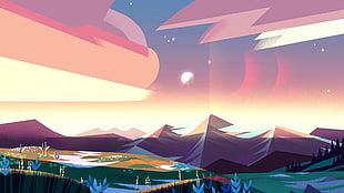 mountain and sky illustration, Steven Universe, cartoon, Steven Universe (TV Show)