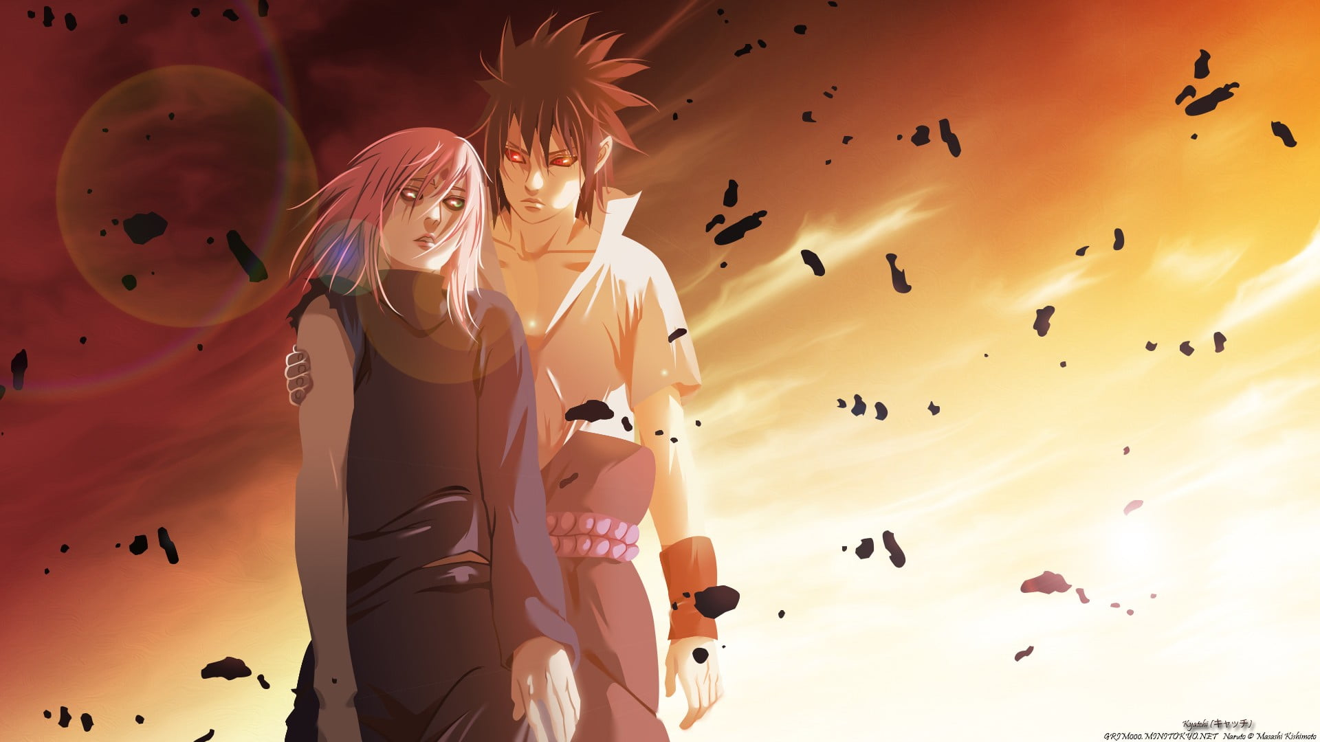 Naruto Shippuden Uchiha Sasuka and Haruno Sakura wallpaper