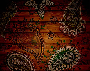 photo of brown and black paisley print board