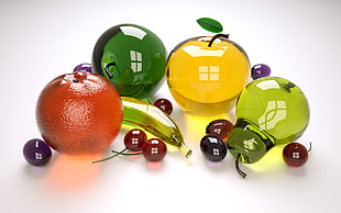 assorted colored glass fruits