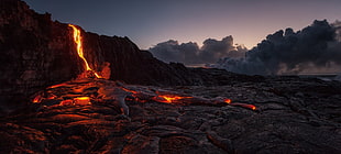 flowing lava wallpaper, nature, volcano, Hawaii, island