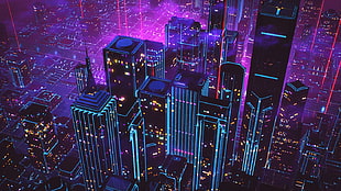 aerial city skyline HD wallpaper