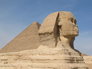 The Great Sphinx of Giza, Egypt, landscape, sphinx, pyramid, Egypt HD wallpaper