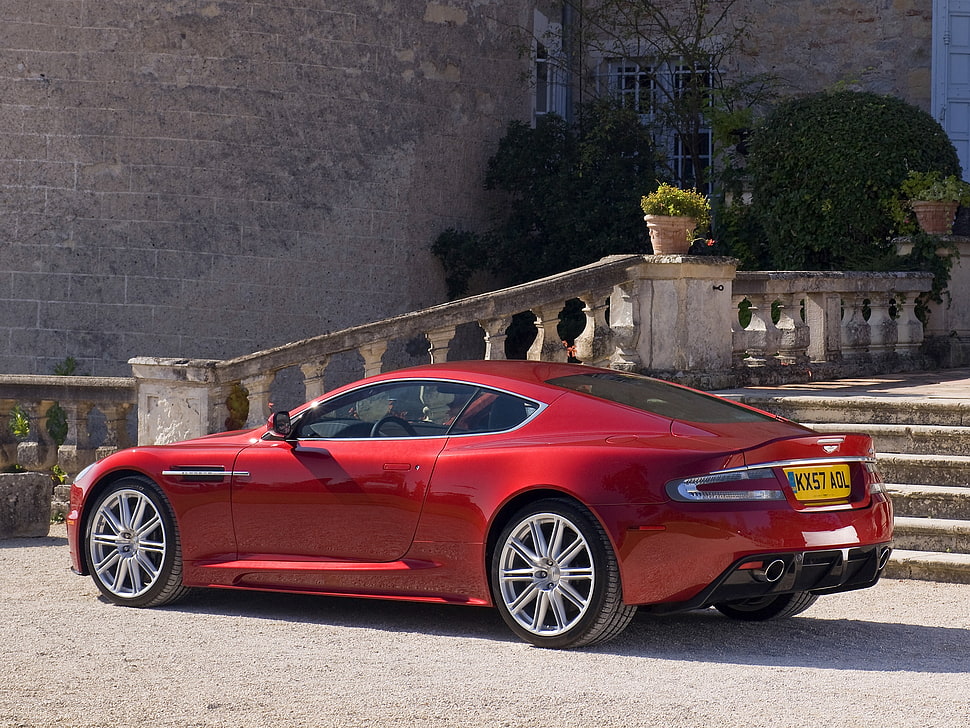red sports coupe HD wallpaper